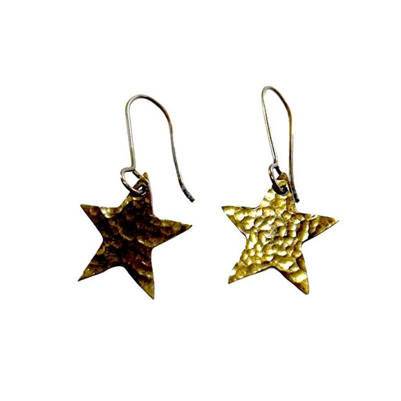 Handmade Starry brass dangle earrings - Picture 1 of 2